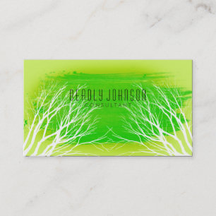Tarjeta De Visita Árbol acuarela Sencillo Splatt Naturaleza verde