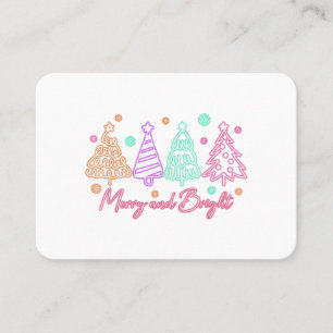 Tarjeta De Visita Árbol Alegre y Brillante Neon NavidadÁrbol Alegre 
