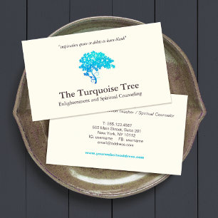 Tarjeta De Visita Árbol azul turquesa consejero