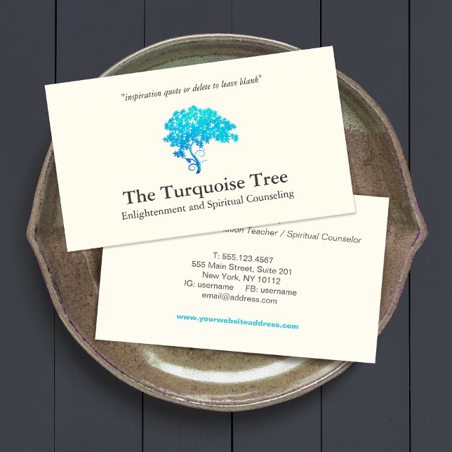 Tarjeta De Visita Árbol azul turquesa consejero (Subido por el creador)