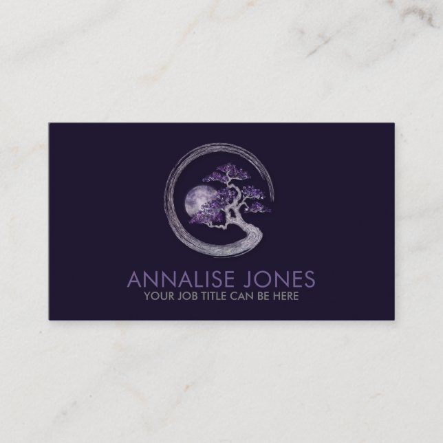 Tarjeta De Visita Árbol Bonsai de circulo enso zen (Anverso)