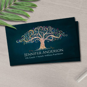 Tarjeta De Visita Árbol Caprichoso de la Vida Entrenador Bienestar H
