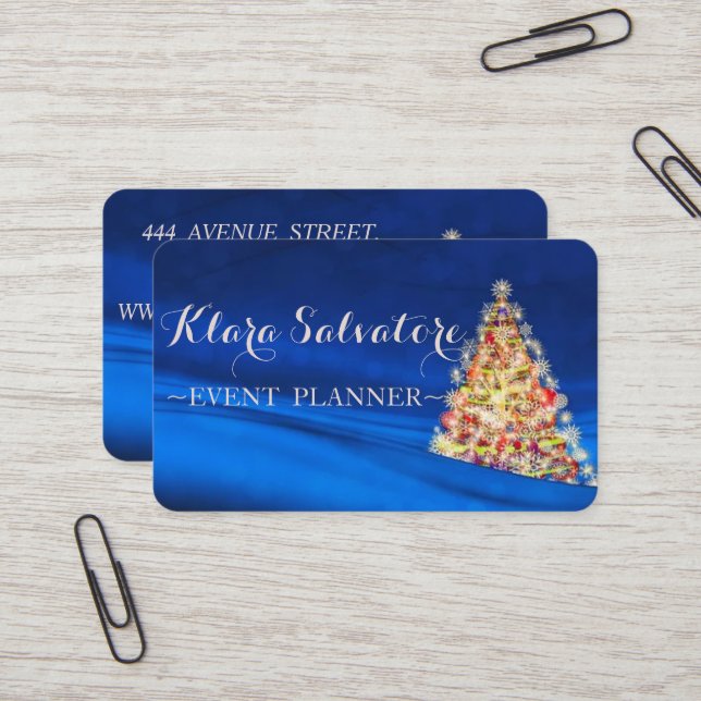 Tarjeta De Visita Árbol de alumbrado azul para Navidades alucinantes (Anverso/Reverso In Situ)