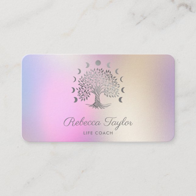 Tarjeta De Visita árbol de entrenamiento de vida terapeuta fases de  (Anverso)