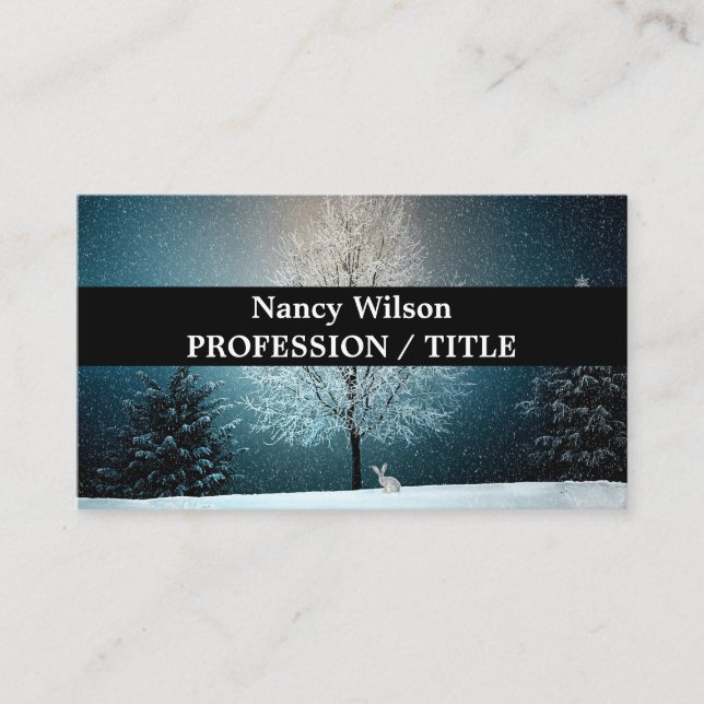 Tarjeta De Visita Árbol de escarcha por la noche (Anverso)