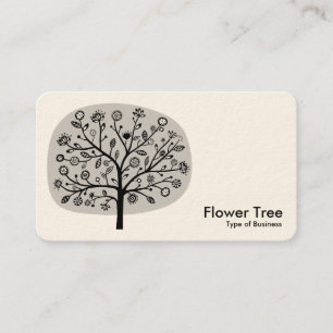Tarjeta De Visita Árbol de flores - Gris claro (crema)