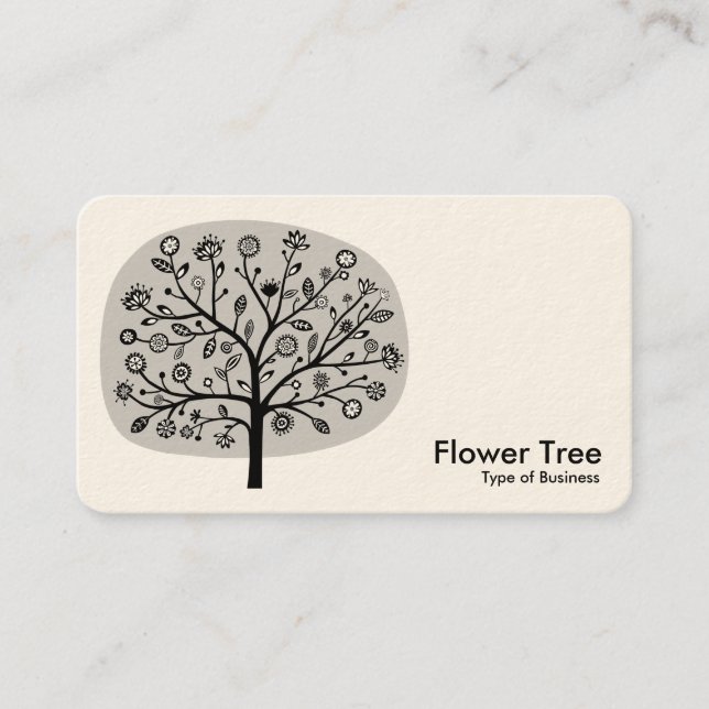 Tarjeta De Visita Árbol de flores - Gris claro (crema) (Anverso)