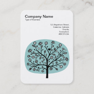 Tarjeta De Visita Árbol de flores II - Verde azul claro