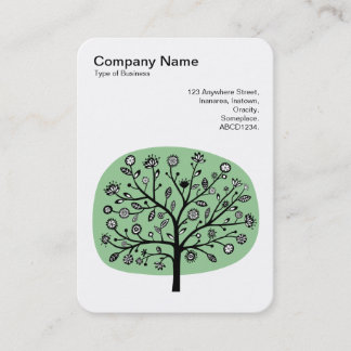 Tarjeta De Visita Árbol de flores II - Verde oscuro