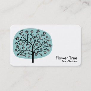 Tarjeta De Visita Árbol de flores - Verde azul claro