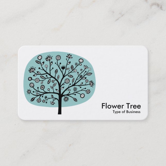 Tarjeta De Visita Árbol de flores - Verde azul claro (Anverso)