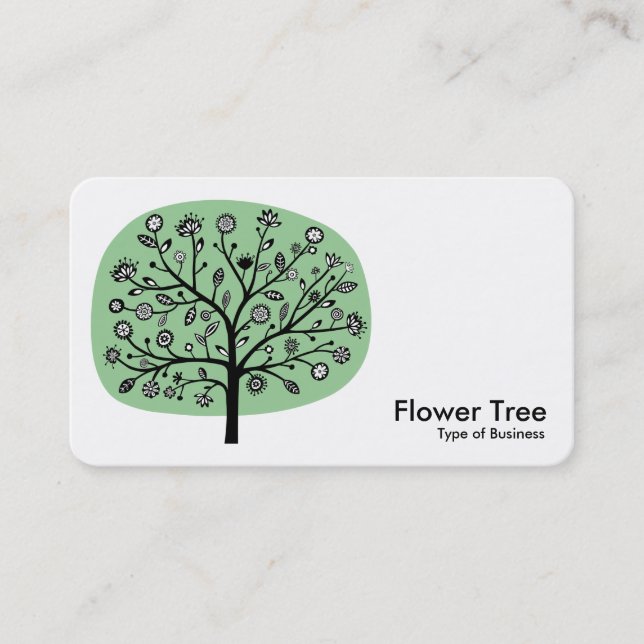 Tarjeta De Visita Árbol de flores - Verde oscuro (Anverso)