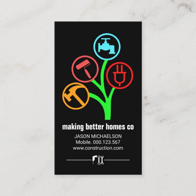 Tarjeta De Visita Árbol De Herramientas De Handyman (Anverso)