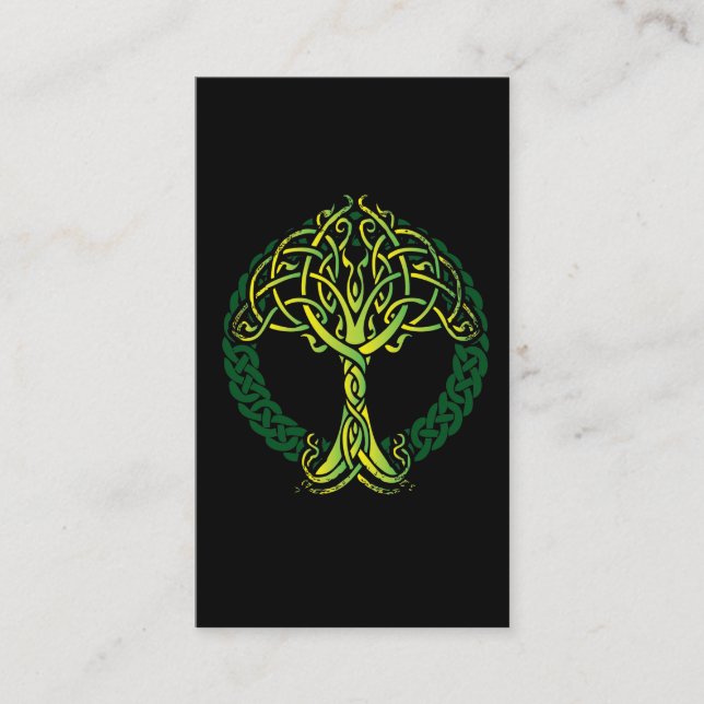 Tarjeta De Visita Árbol de Knotwork del Celtic de Viking de la vida (Anverso)