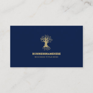 Tarjeta De Visita Árbol de la vida azul oro marino