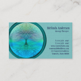 Tarjeta De Visita Árbol de la vida azul, verde y verde azulado