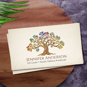 Tarjeta De Visita Árbol de la Vida Caprichoso y Colorido