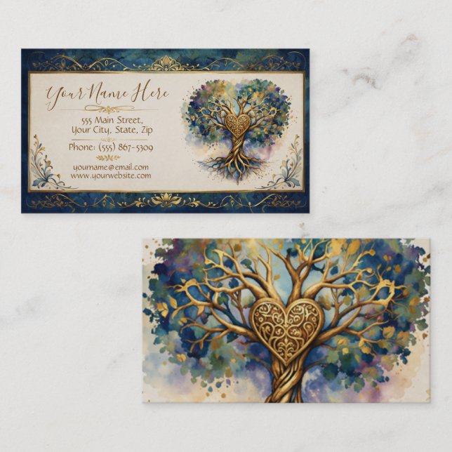 Tarjeta De Visita Árbol de la Vida Corazón (Anverso / Reverso)