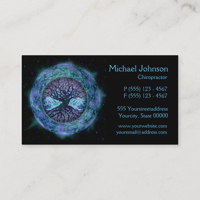 Tarjeta De Visita Árbol de la vida en espacio de Amelia Carrie (Reverso)