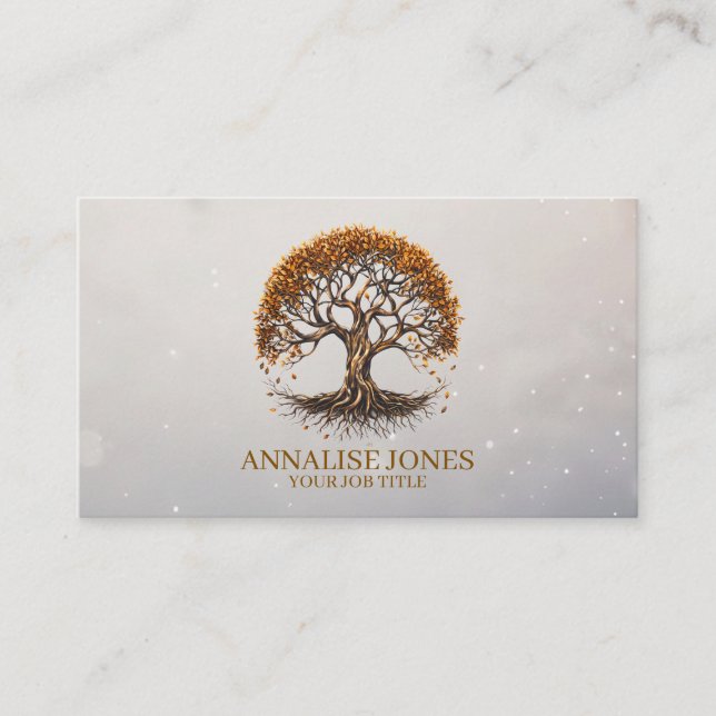 Tarjeta De Visita Árbol de la vida Hojas de Oro (Anverso)