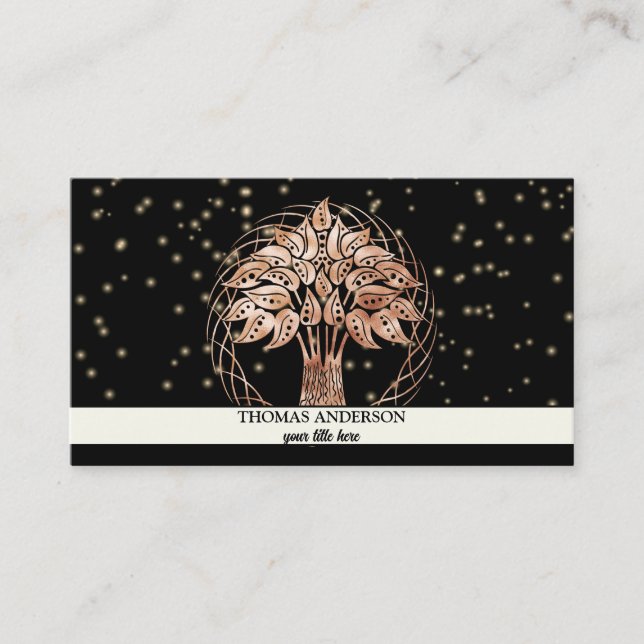 Tarjeta De Visita Árbol de la vida personalizado moderno - hojas col (Anverso)