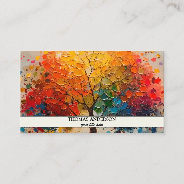 Tarjeta De Visita Árbol de la vida personalizado moderno - hojas col (Anverso)