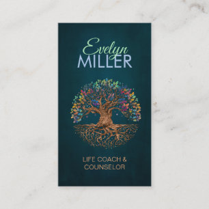 Tarjeta De Visita Árbol de la vida - Yggdrasil - Hojas Coloridas
