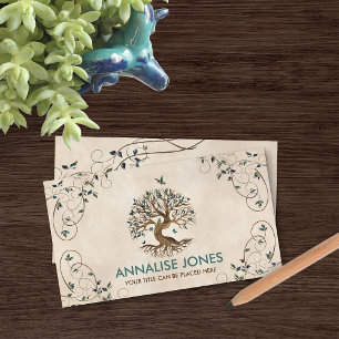 Tarjeta De Visita Árbol de la vida - Yggdrasil - Hojas de Turquesa