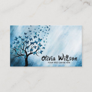 Tarjeta De Visita Árbol de mariposa azul abstracto