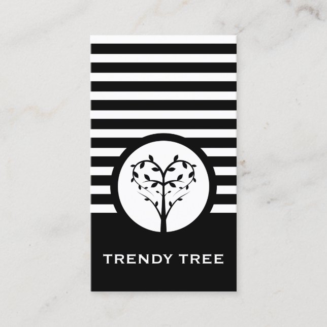 Tarjeta De Visita Árbol de Moda rayado (Anverso)