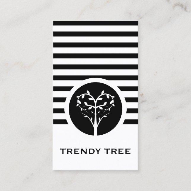 Tarjeta De Visita Árbol de Moda rayado (Anverso)