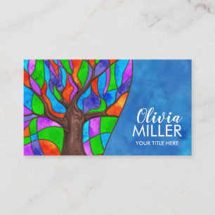 Tarjeta De Visita Árbol de mosaico de color abstracto colorido