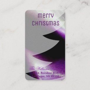 Tarjeta De Visita Árbol de Navidad Blanco Morado de Plata Elegante E