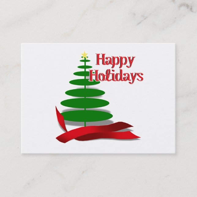 Tarjeta De Visita Árbol de Navidad con cinta roja (Anverso)