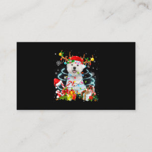Tarjeta De Visita Árbol de Navidad de reno occidental ilumina Perro 
