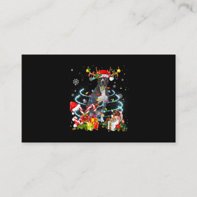 Tarjeta De Visita Árbol de Navidad de renos Pittie enciende Perro Pa (Anverso)