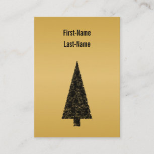 Tarjeta De Visita Árbol de navidad elegante. Negro y oro