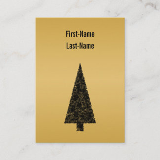 Tarjeta De Visita Árbol de navidad elegante. Negro y oro