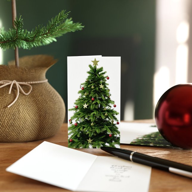 Tarjeta De Visita Árbol de Navidad Gracias Cartas plegadas de mensaj (Mini Christmas tree thank you cards that you can add a message to. )