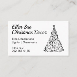 Tarjeta De Visita Árbol de Navidad mínimo negro y blanco