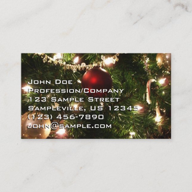 Tarjeta De Visita Árbol de Navidad que ferio Bonito Verde y Rojo (Anverso)