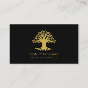 Tarjeta De Visita Árbol de oro del instructor de yoga