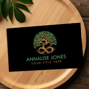 Tarjeta De Visita Árbol de oro - Infinito - hojas malaquitas