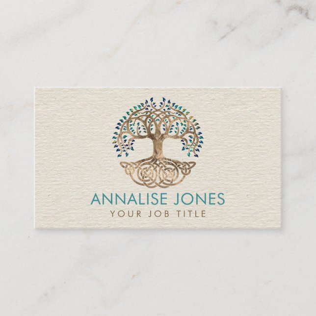Tarjeta De Visita Árbol de oro - Yggdrasil - Hojas de mármol (Anverso)