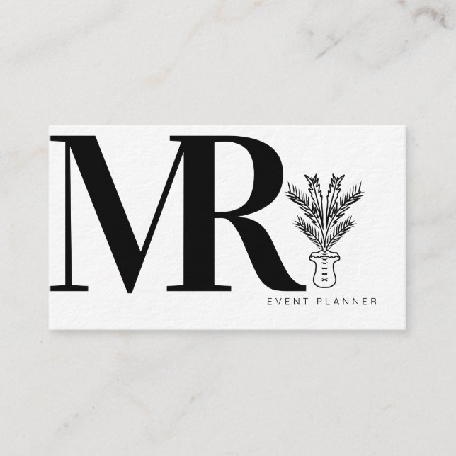 Tarjeta De Visita Árbol de palma blanco negro monocromo negrita mode (Anverso)