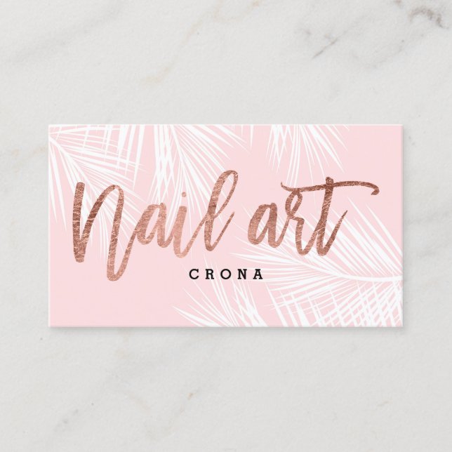 Tarjeta De Visita Árbol de palma rosa rosa de guion dorado (Anverso)