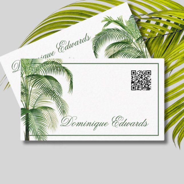 Tarjeta De Visita Árbol de palma tropical Código QR Profesional verd (Subido por el creador)