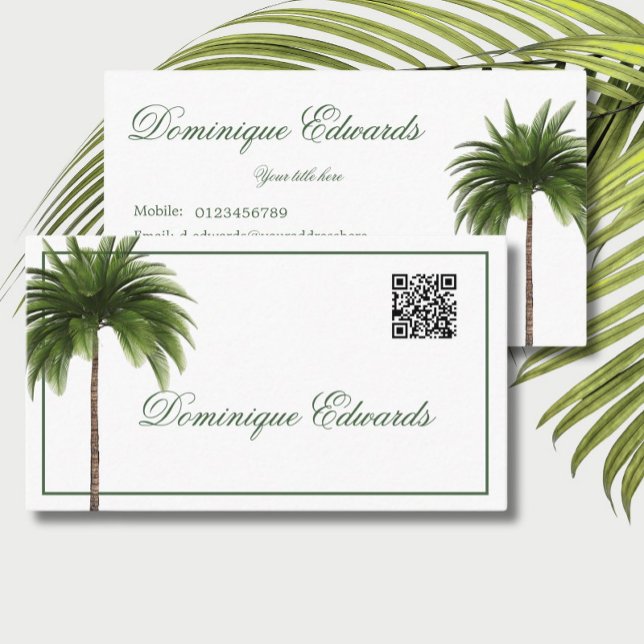 Tarjeta De Visita Árbol de palmas tropical Código QR Profesional ele (Subido por el creador)