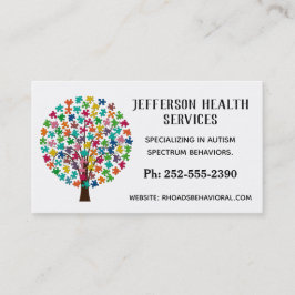 Tarjeta De Visita Árbol de rompecabezas colorido del autismo