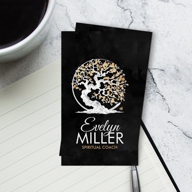 Tarjeta De Visita Árbol de Sakura de Círculo de Enso Zen - Flor dora (Subido por el creador)